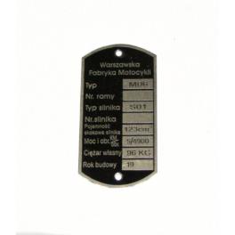 TABLICZKA ZNAMIONOWA WFM M06 125 TABLICZKA ZNAMIONOWA WFM M06 125