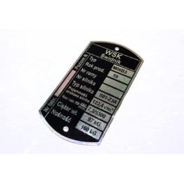 TABLICZKA ZNAMIONOWA WSK 125 M06 B3 ŚWIDNIK TABLICZKA ZNAMIONOWA WSK 125 M06 B3 ŚWIDNIK